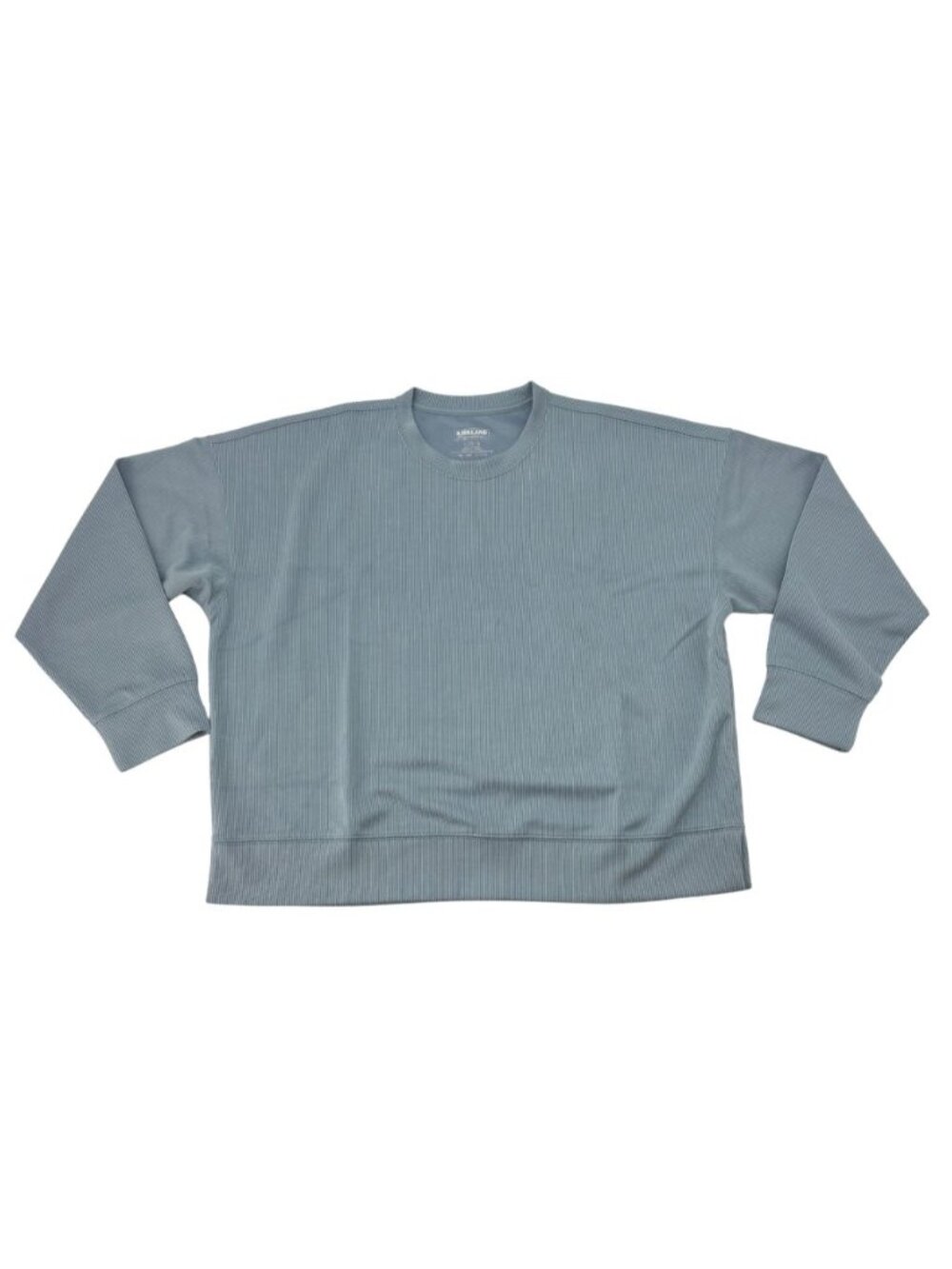 Kirkland Signature Women's Ribbed Crewneck | Light Blue | Large **NEW